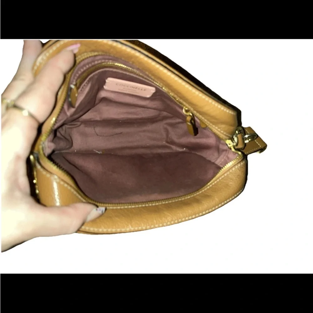 Coccinelle Tan Pebbled Leather Crossbody Bag - Picture 6 of 7